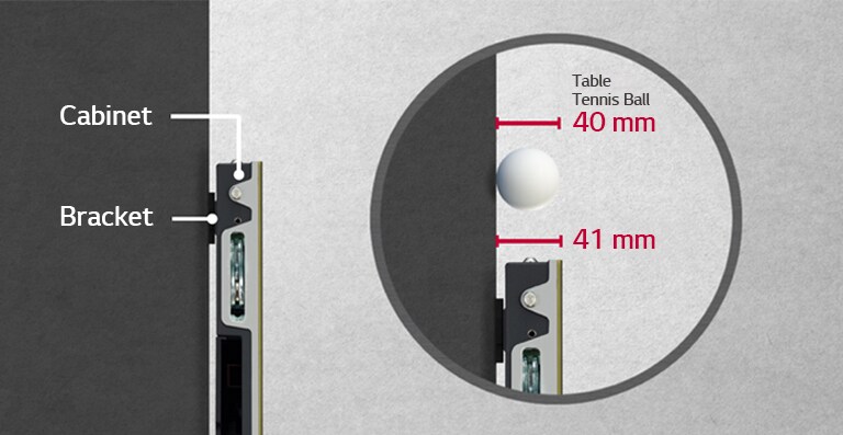 The depth of the LSCB cabinet is comparable to the diameter of a table tennis ball, showing its similar depth.