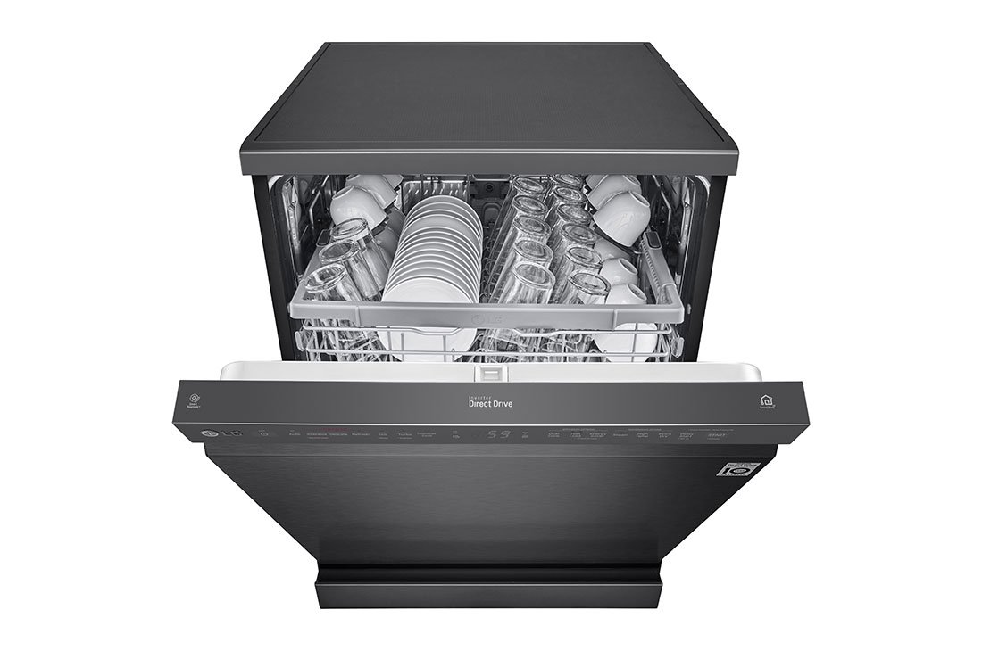LG Dishwasher, TrueSteam®, 14 Place Settings, QuadWash™, EasyRack™ Plus, ThinQ™ (Wi-Fi), Direct Drive Motor, Matt Black, DFB424FM