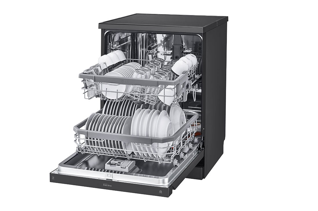 LG Dishwasher, TrueSteam®, 14 Place Settings, QuadWash™, EasyRack™ Plus, ThinQ™ (Wi-Fi), Direct Drive Motor, Matt Black, DFB424FM