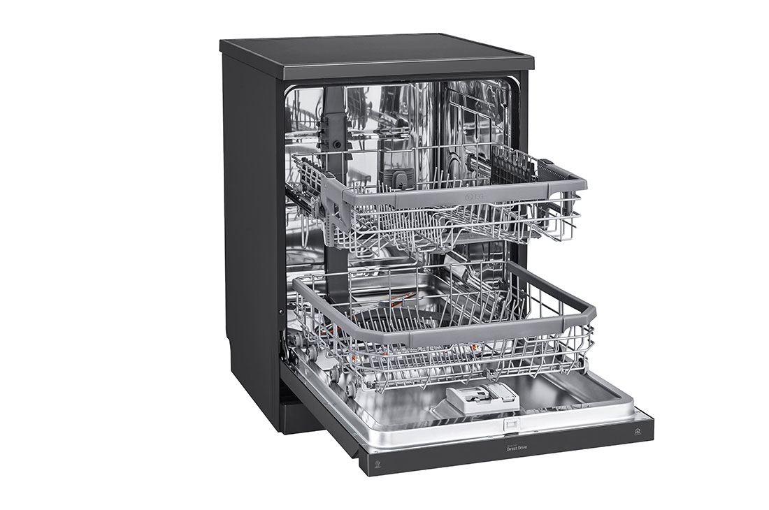 LG Dishwasher, TrueSteam®, 14 Place Settings, QuadWash™, EasyRack™ Plus, ThinQ™ (Wi-Fi), Direct Drive Motor, Matt Black, DFB424FM