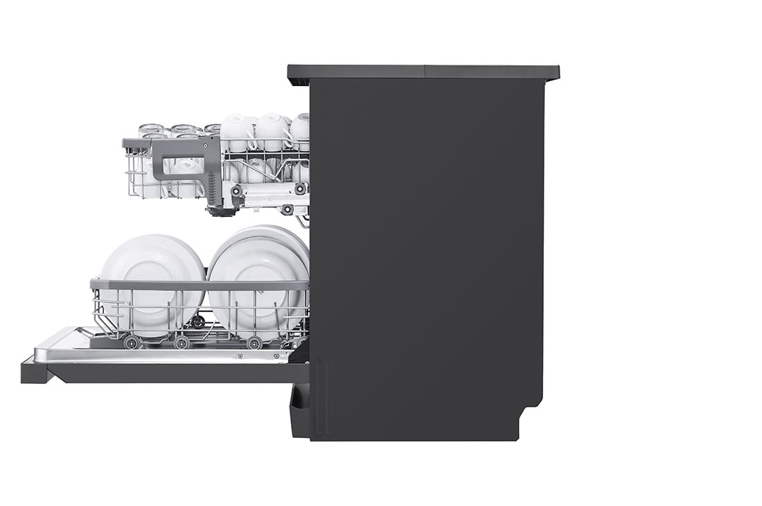 LG Dishwasher, TrueSteam®, 14 Place Settings, QuadWash™, EasyRack™ Plus, ThinQ™ (Wi-Fi), Direct Drive Motor, Matt Black, DFB424FM