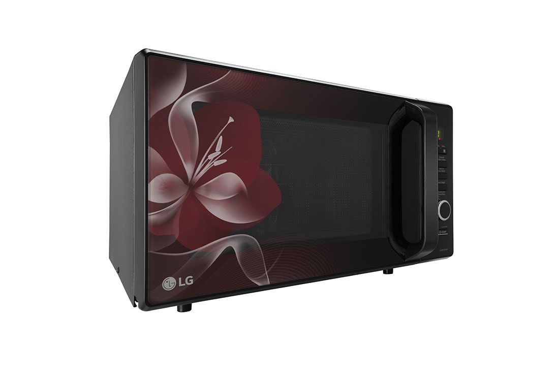 LG 28 L Charcoal Convection Microwave Oven with 301 Auto Cook Menu, Motorised Rotisserie, Floral Black, MJ2887BWUM