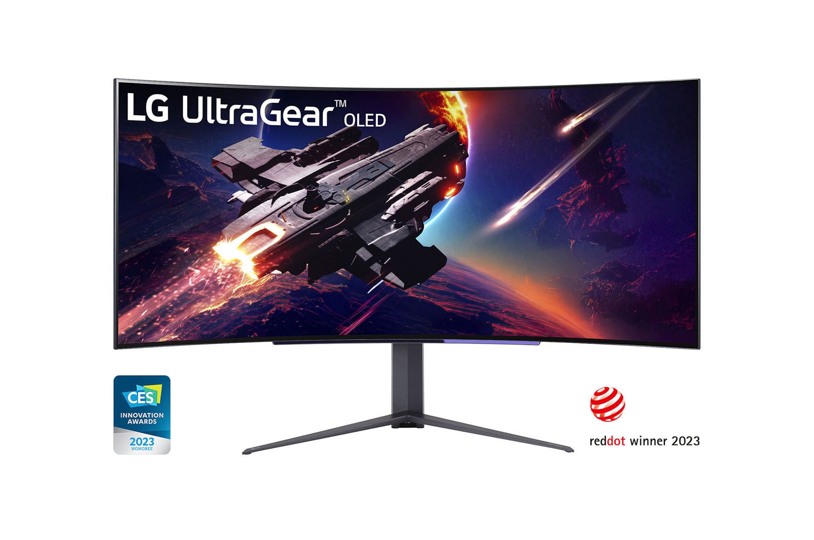 LG 45(114.3cm) UltraGear™ OLED Curved Gaming Monitor WQHD with 240Hz Refresh Rate 0.03ms (GtG) Response Time, 45GR95QE-B