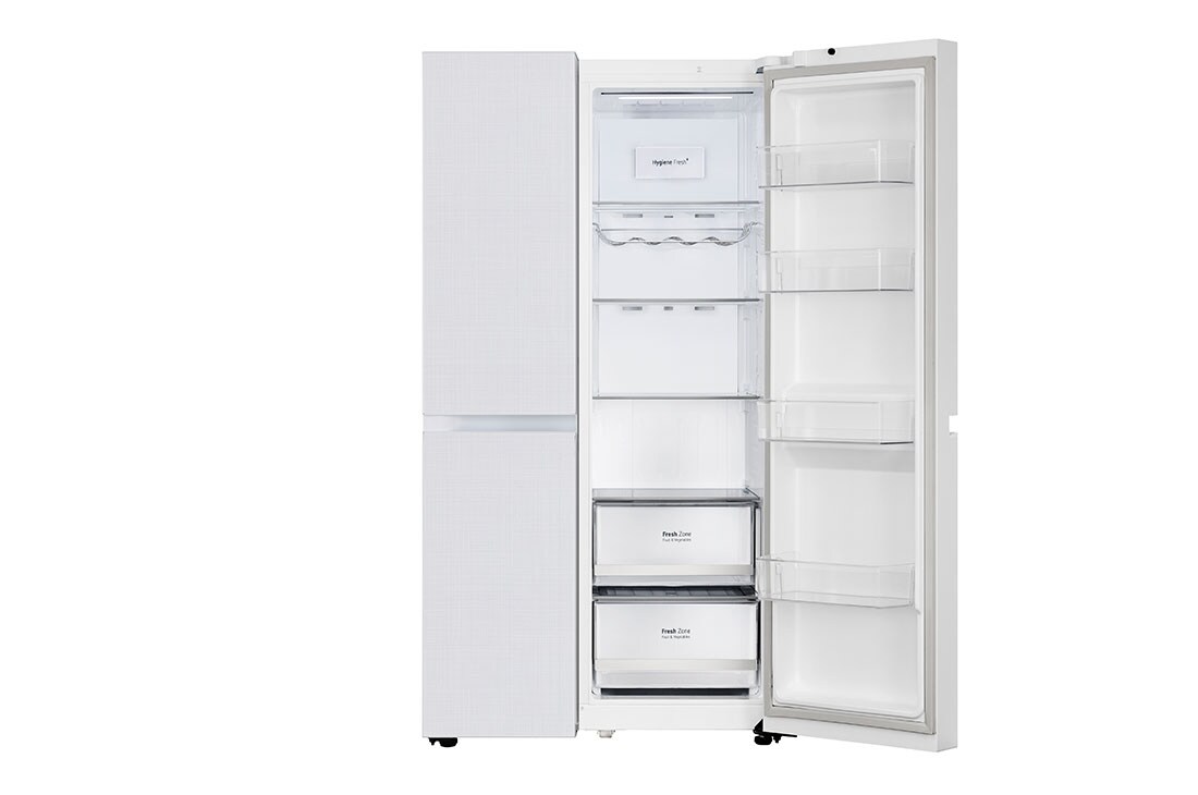 LG 650L Side by Side Refrigerator, Wi-Fi Convertible, DoorCooling+™, Premium Glass Door, Linen White Finish, 3 Star, GL-B257DLW3