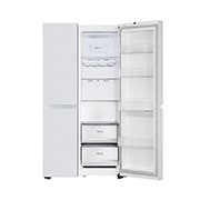 LG 650L Side by Side Refrigerator, Wi-Fi Convertible, DoorCooling+™, Premium Glass Door, Linen White Finish, 3 Star, GL-B257DLW3
