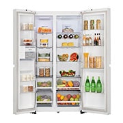 LG 650L Side by Side Refrigerator, Wi-Fi Convertible, DoorCooling+™, Premium Glass Door, Linen White Finish, 3 Star, GL-B257DLW3