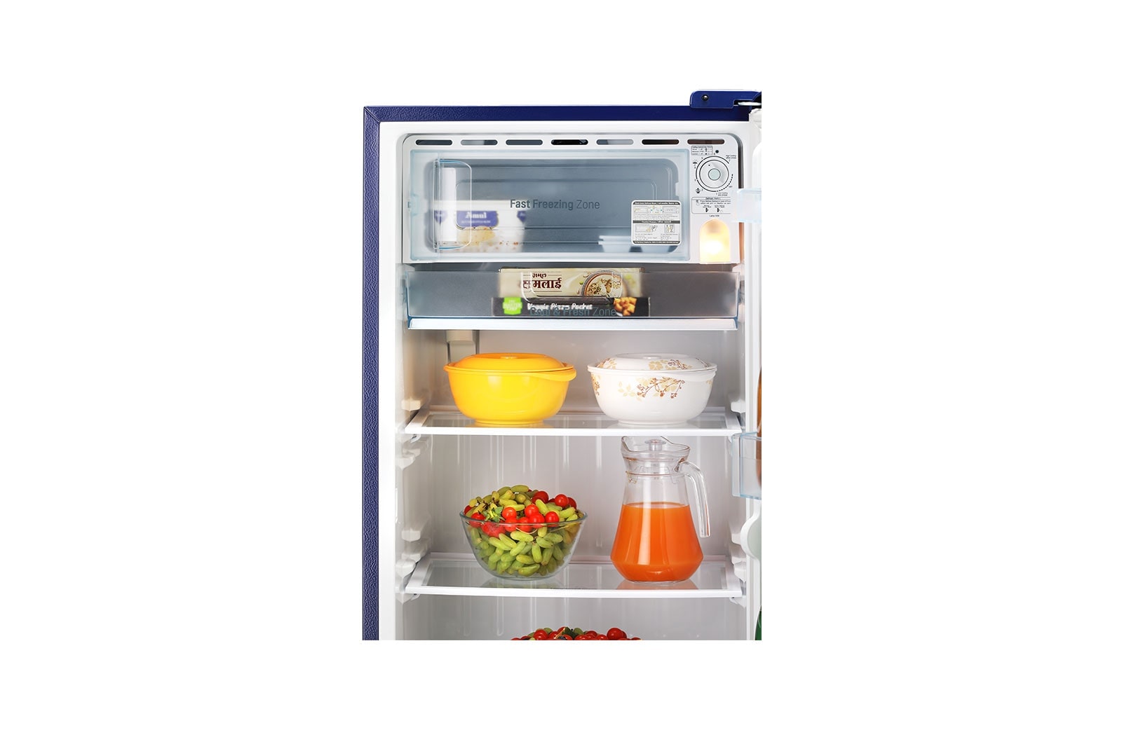 LG 205L, 4 Star, Smart Inverter Compressor, Smart Connect, With Base Stand Drawer, Blue Charm Finish, Direct Cool Single Door Refrigerator, GL-D221ABCY