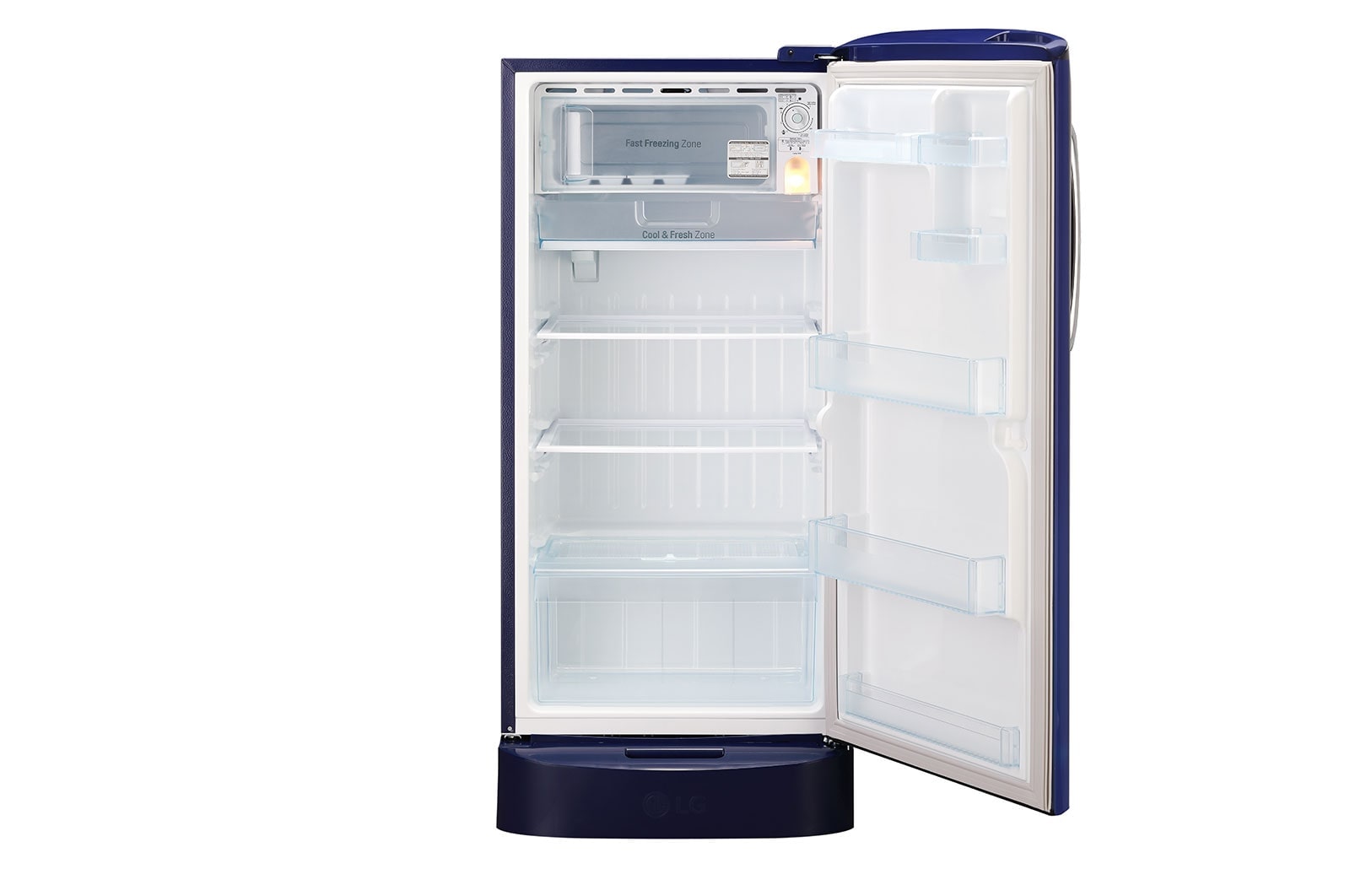 LG 205L, 4 Star, Smart Inverter Compressor, Smart Connect, With Base Stand Drawer, Blue Charm Finish, Direct Cool Single Door Refrigerator, GL-D221ABCY