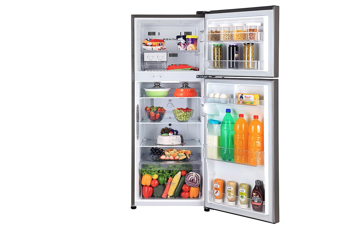 LG 242L Double Door Refrigerator with Door Cooling+™, Multi Air Flow, Shiny Steel Finish, 3 Star, GL-I292RPZX