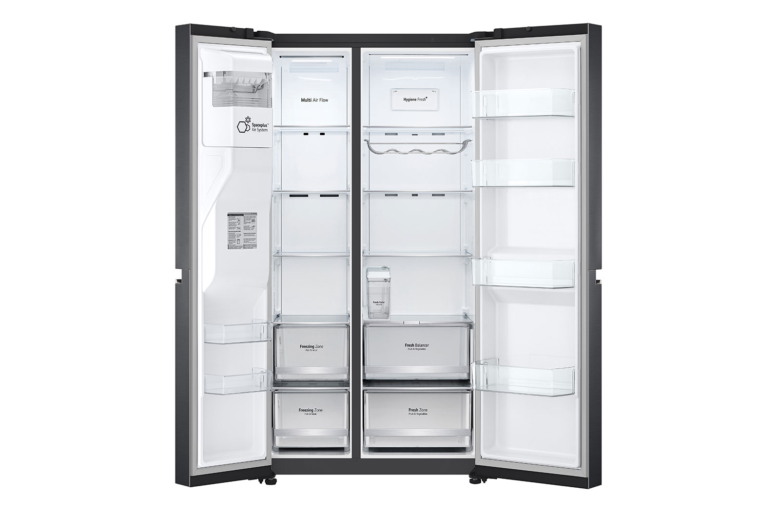 LG 635L, Side-by-Side Refrigerator, Water & Ice Dispenser, Shiny Steel Finish, 3 Star, GL-L257CPZX