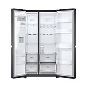 LG 635L, Side by Side Refrigerator with Smart Inverter Compressor, Water and Ice Dispenser with UV Nano, Hygiene Fresh+™, DoorCooling+™, Smart Diagnosis™, Shiny Steel Finish, GL-L257CPZX