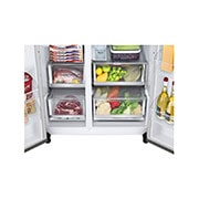 LG 635L Side-by-Side Refrigerator, InstaView Door-in-Door™, Brushed Steel Finish, 3 Star, GL-X257ABSX