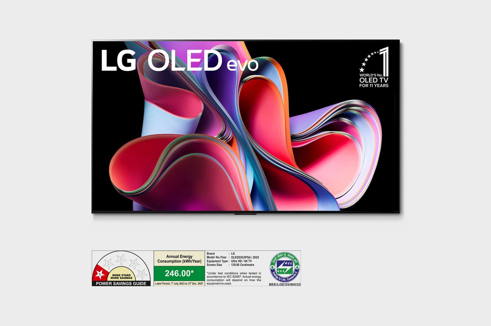 LG OLED55G3PSA OLED evo front view