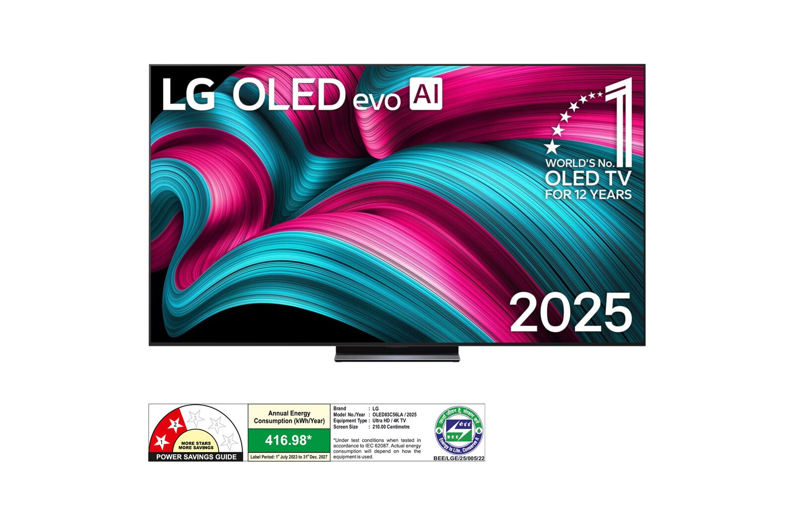 LG OLED83C56LA OLED evo front view