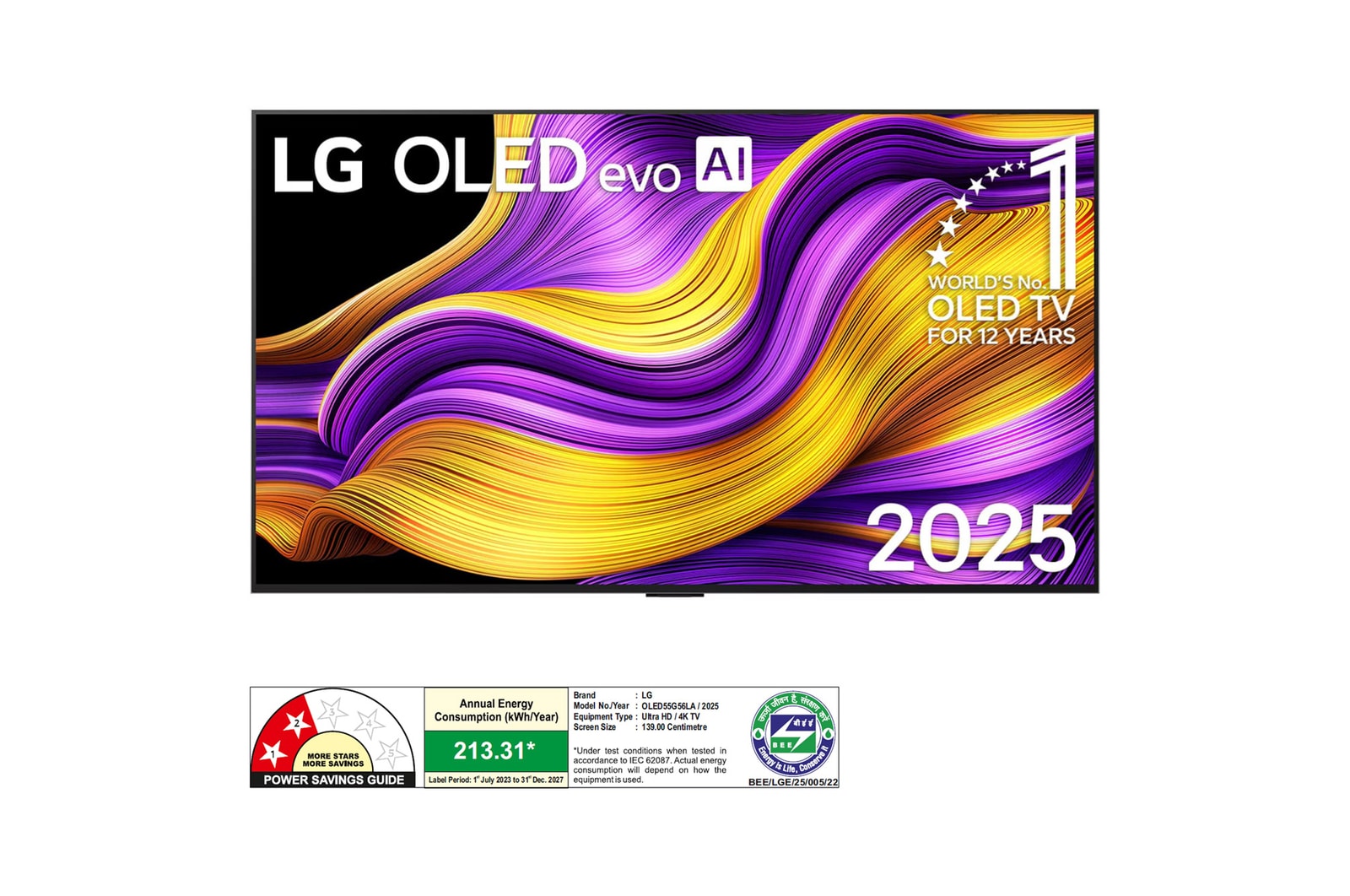 LG OLED55G56LA OLED evo front view