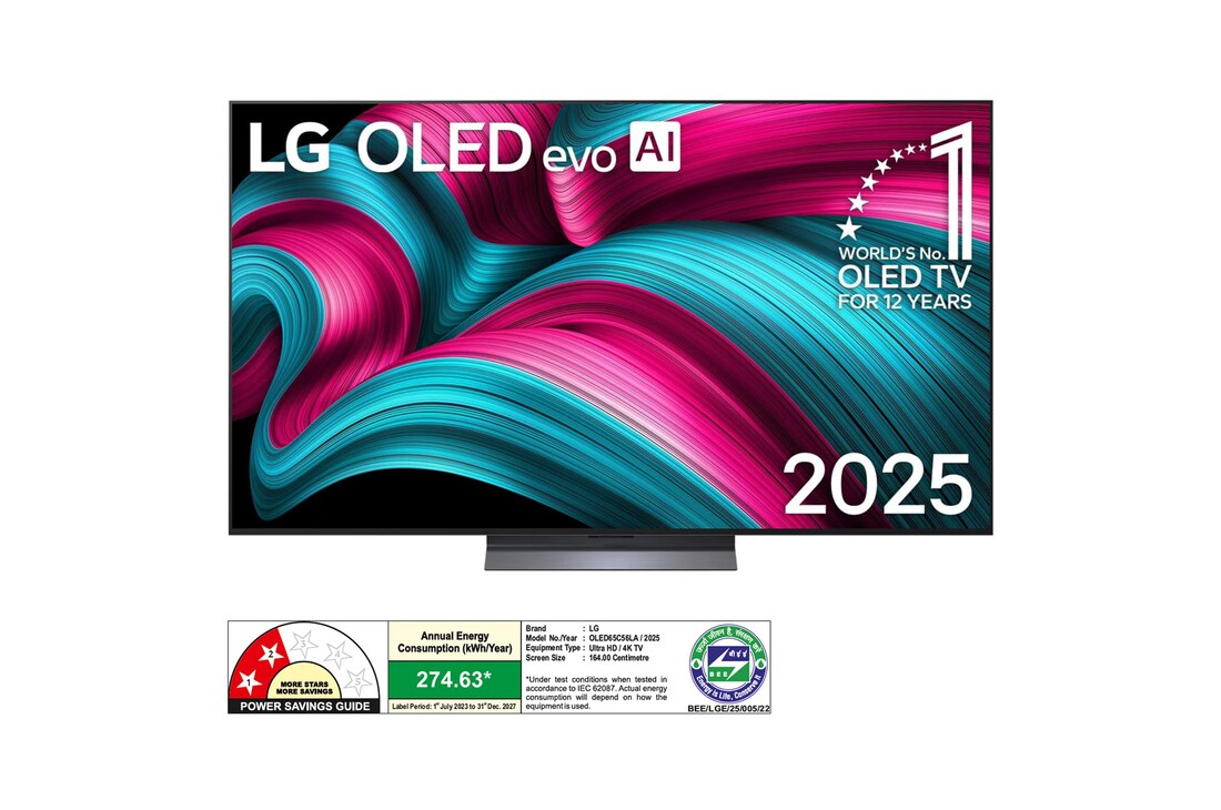 LG OLED65C56LA OLED evo front view