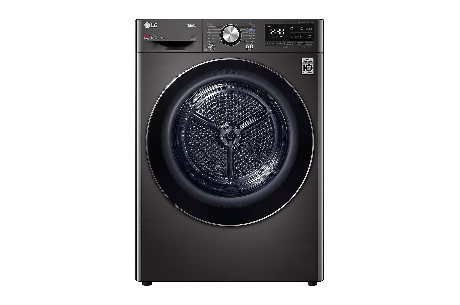 LG 9Kg Dryer, Dual Heat Pump™, Black Steel, DHV09SWB