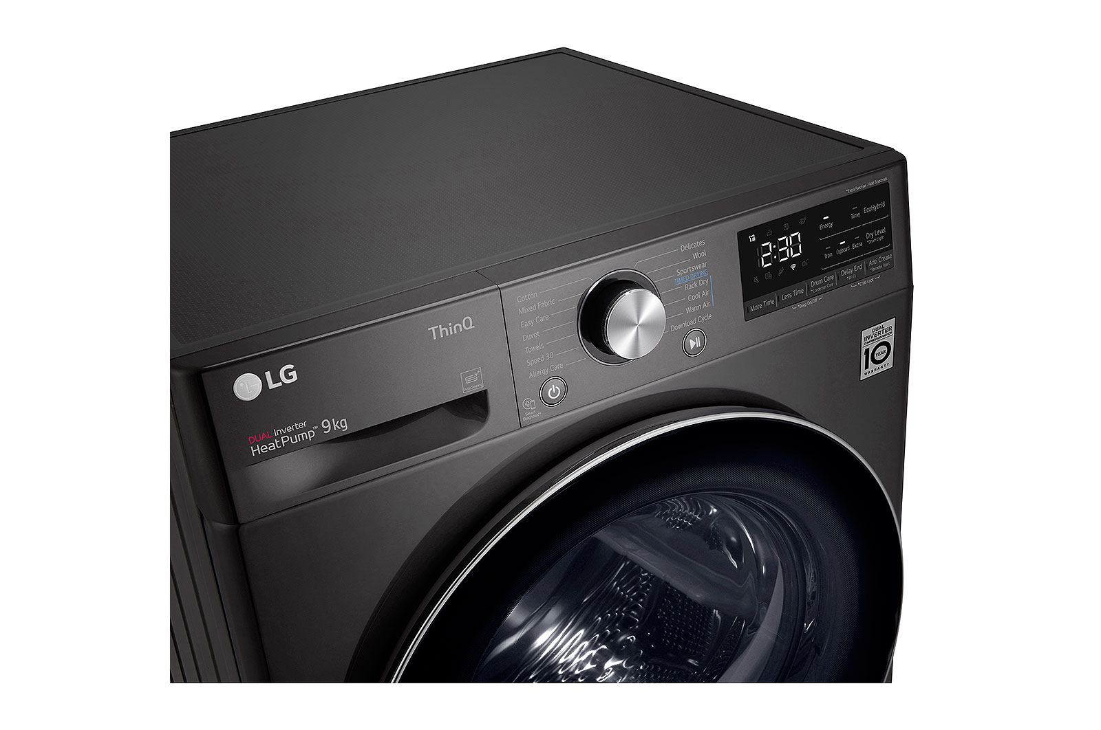 LG 9Kg Dryer, Dual Heat Pump™, Black Steel, DHV09SWB