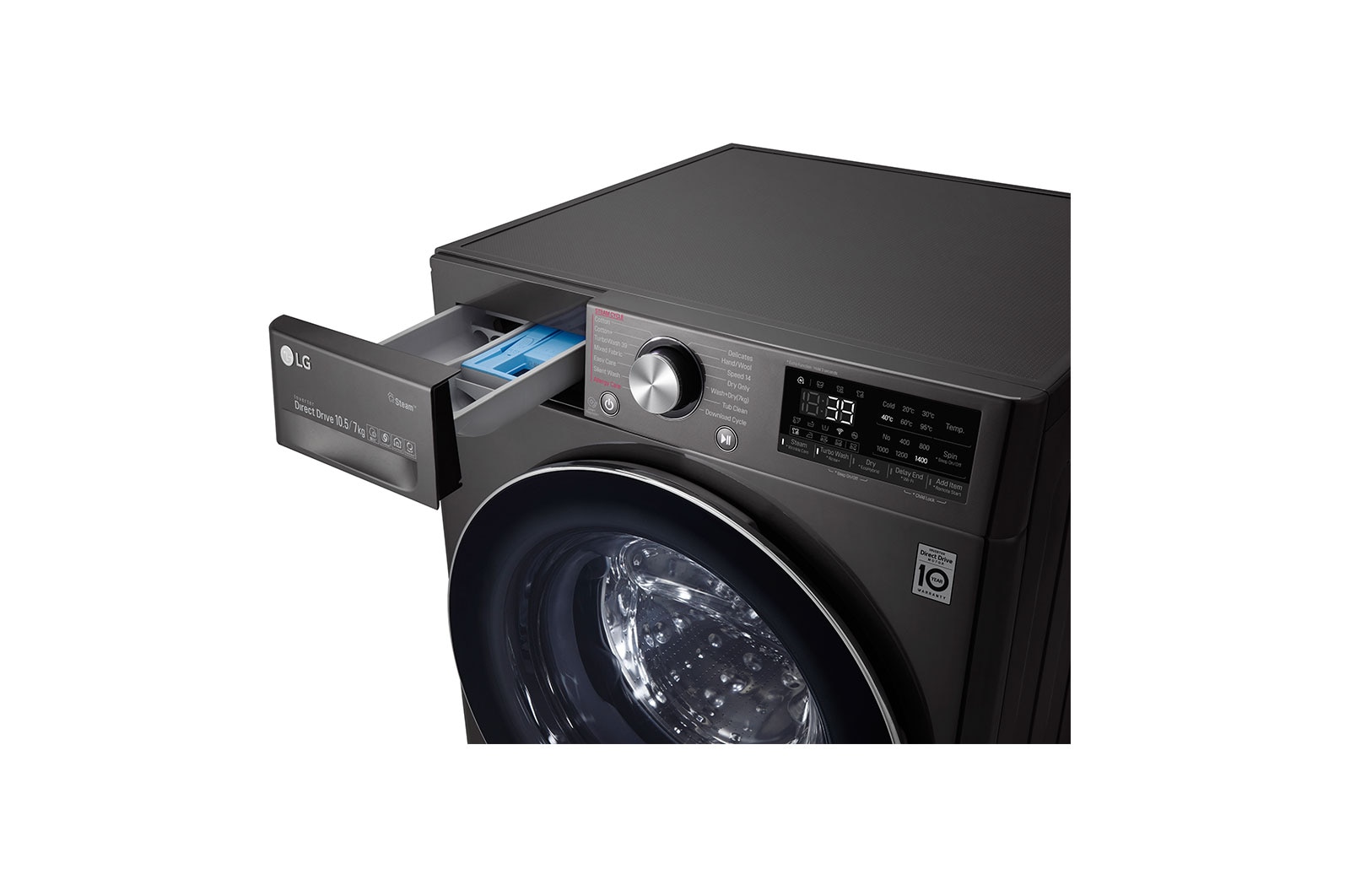 LG 10.5/7Kg Front Load Washer-Dryer, AI Direct Drive™, Black VCM, FHD1057STB