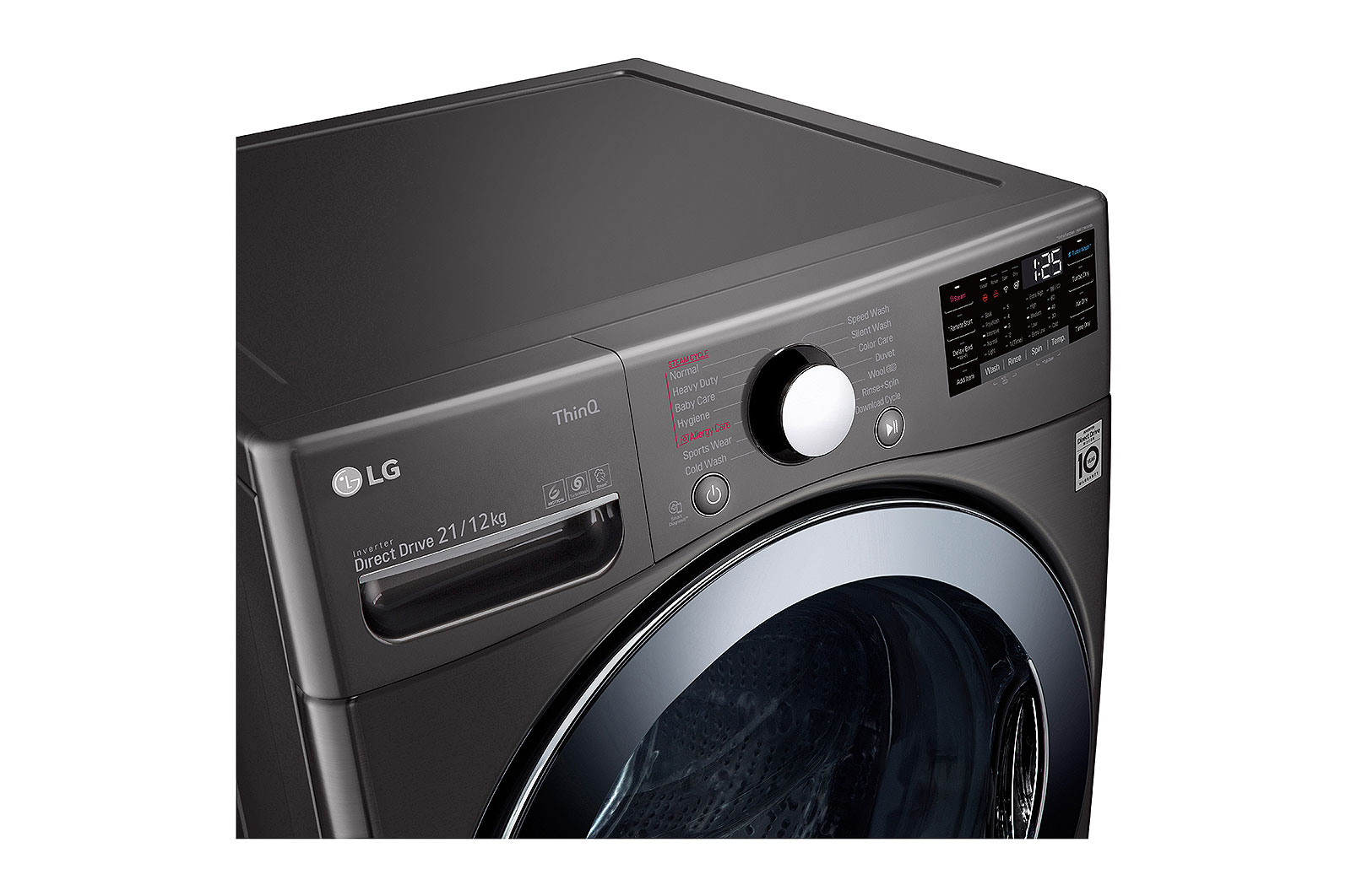 LG 21/12Kg Front Load Washer-Dryer, Inverter Direct Drive™, Black VCM, FHD2112STB