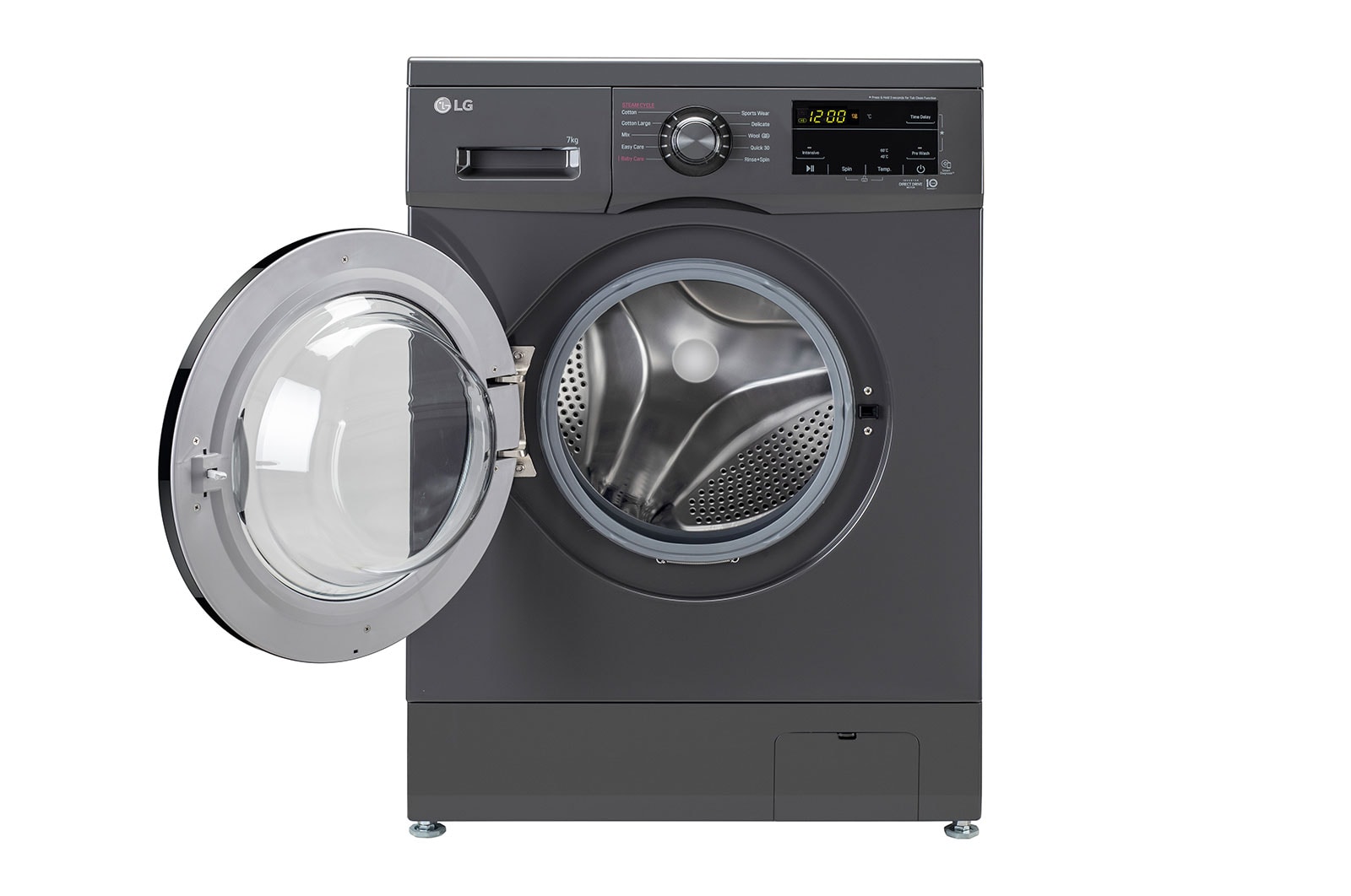 LG 7Kg Front Load Washing Machine, Inverter Direct Drive, Middle Black, FHM1207SDM