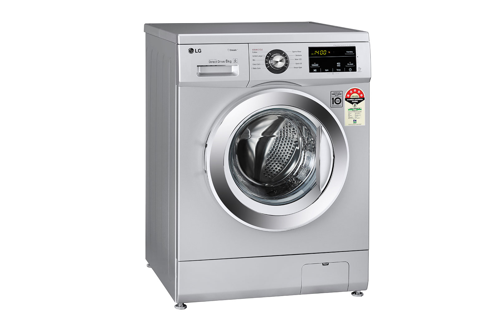 LG 8Kg Front Load Washing Machine, Inverter Direct Drive, Luxury Silver, FHM1408BDL