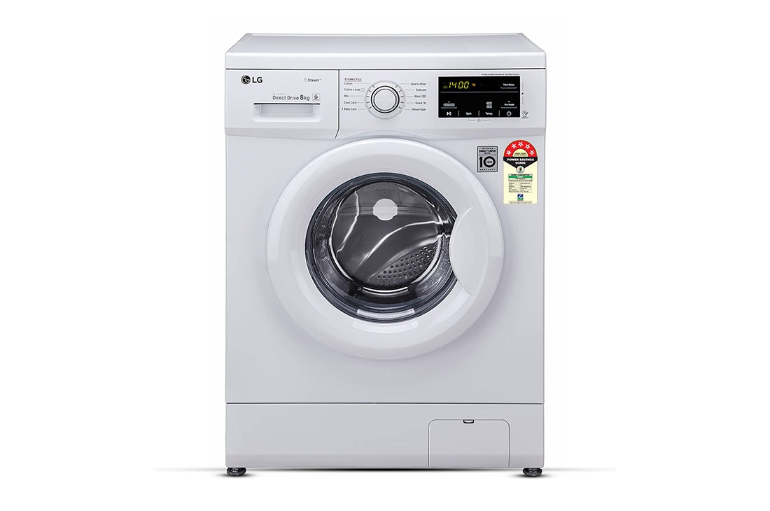 LG FHM1408BDW front loading washing machine front view