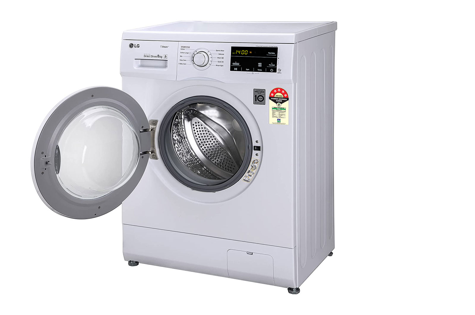 LG 8Kg Front Load Washing Machine, Inverter Direct Drive, White, FHM1408BDW