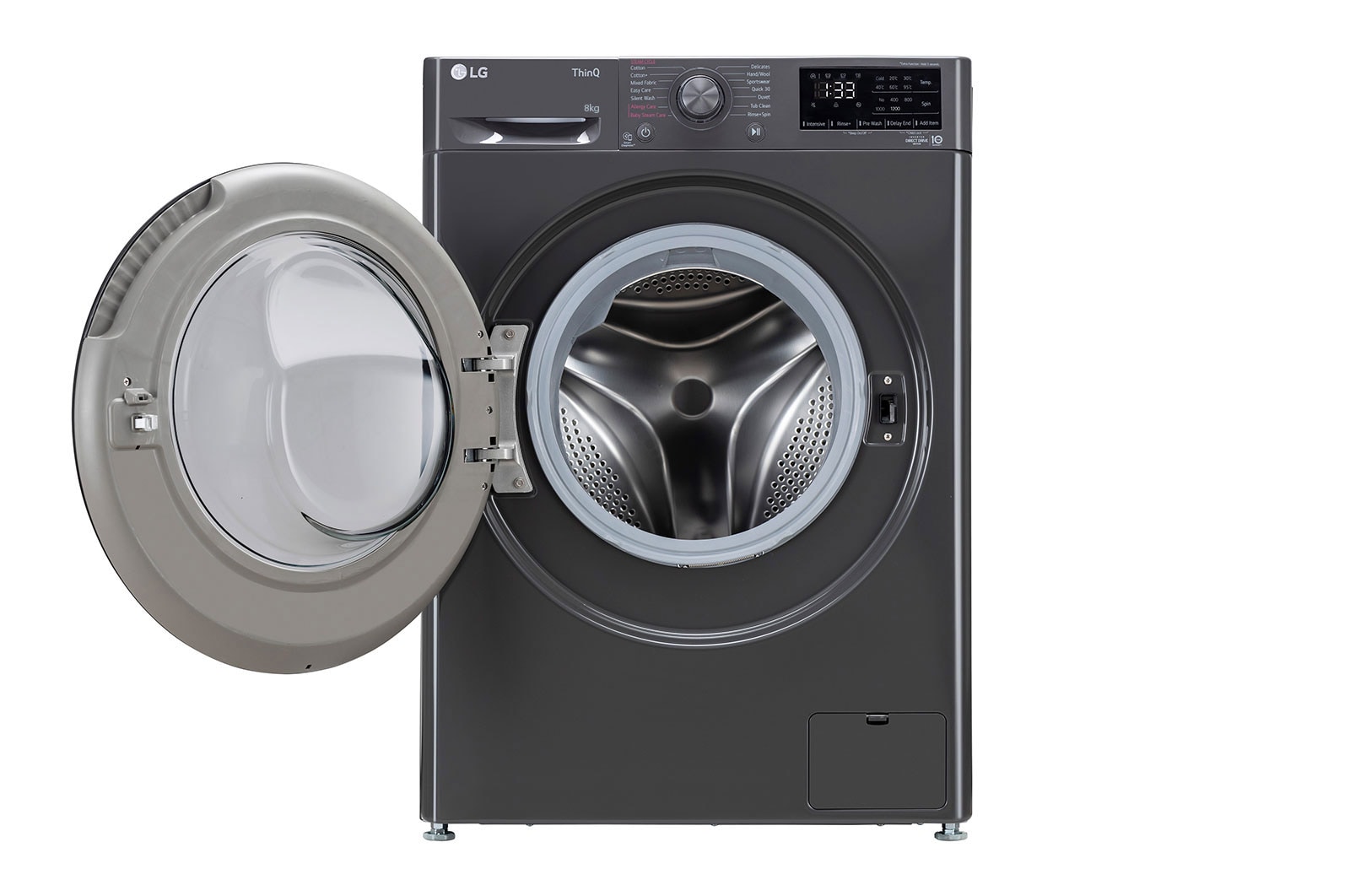 LG 8Kg Front Load Washing Machine, AI Direct Drive™, Steam, Wifi, Middle Black, FHP1208Z5M