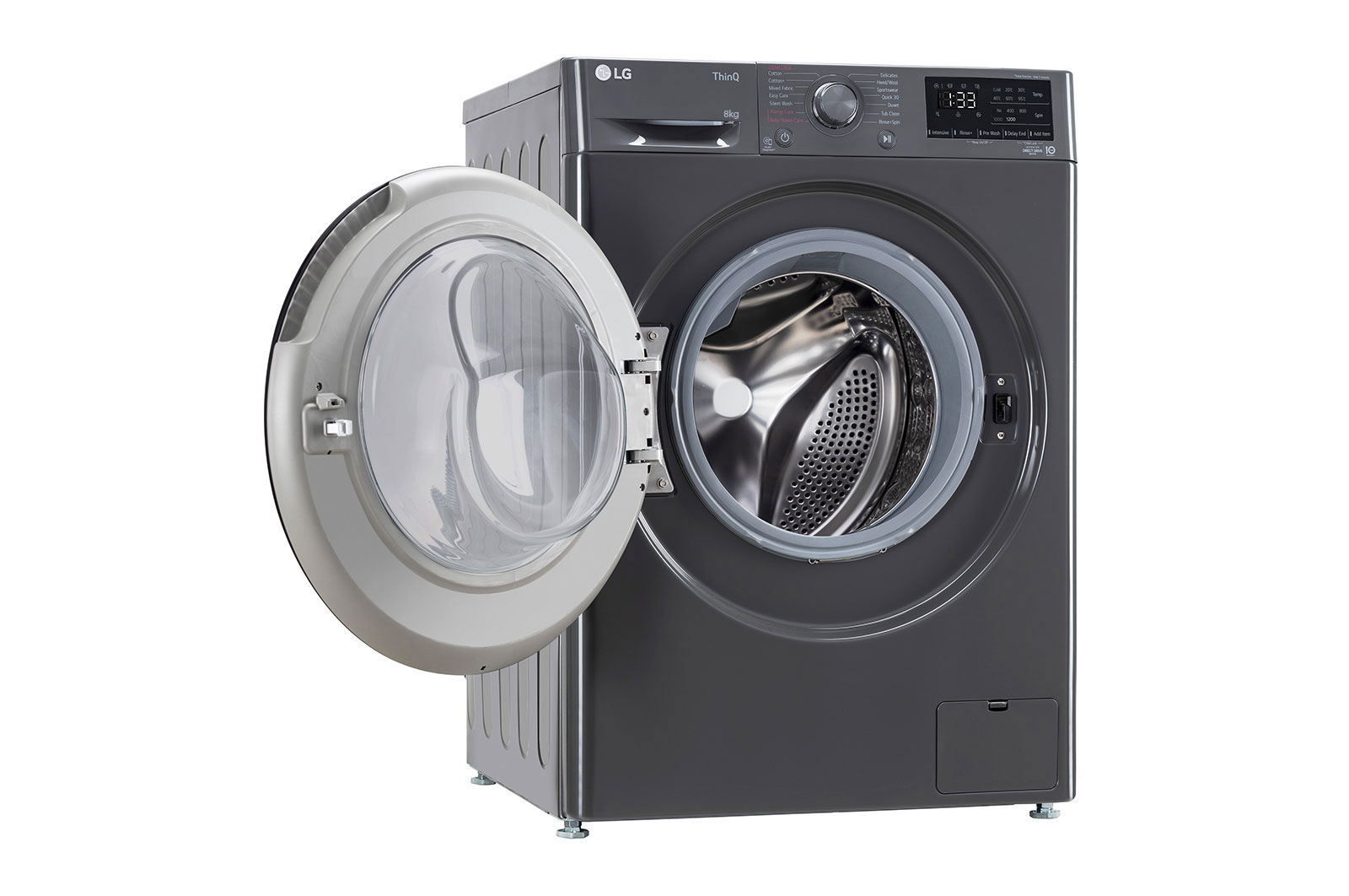 LG 8Kg Front Load Washing Machine, AI Direct Drive™, Steam, Wifi, Middle Black, FHP1208Z5M