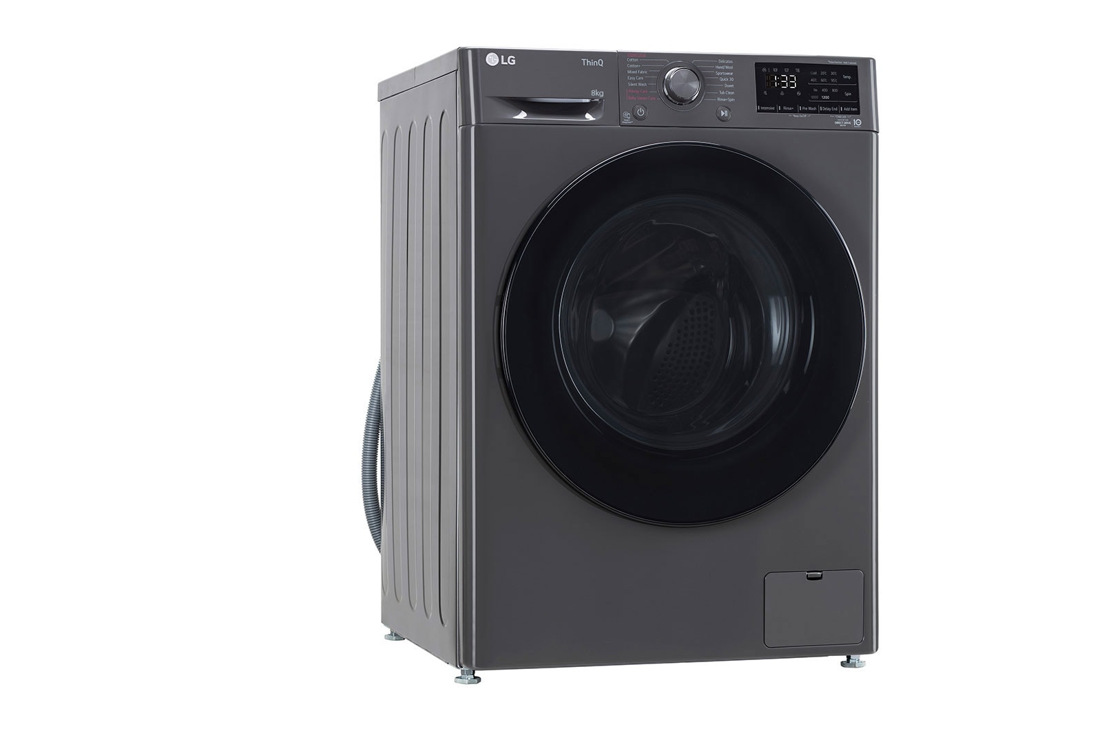 LG 8Kg Front Load Washing Machine, AI Direct Drive™, Steam, Wifi, Middle Black, FHP1208Z5M