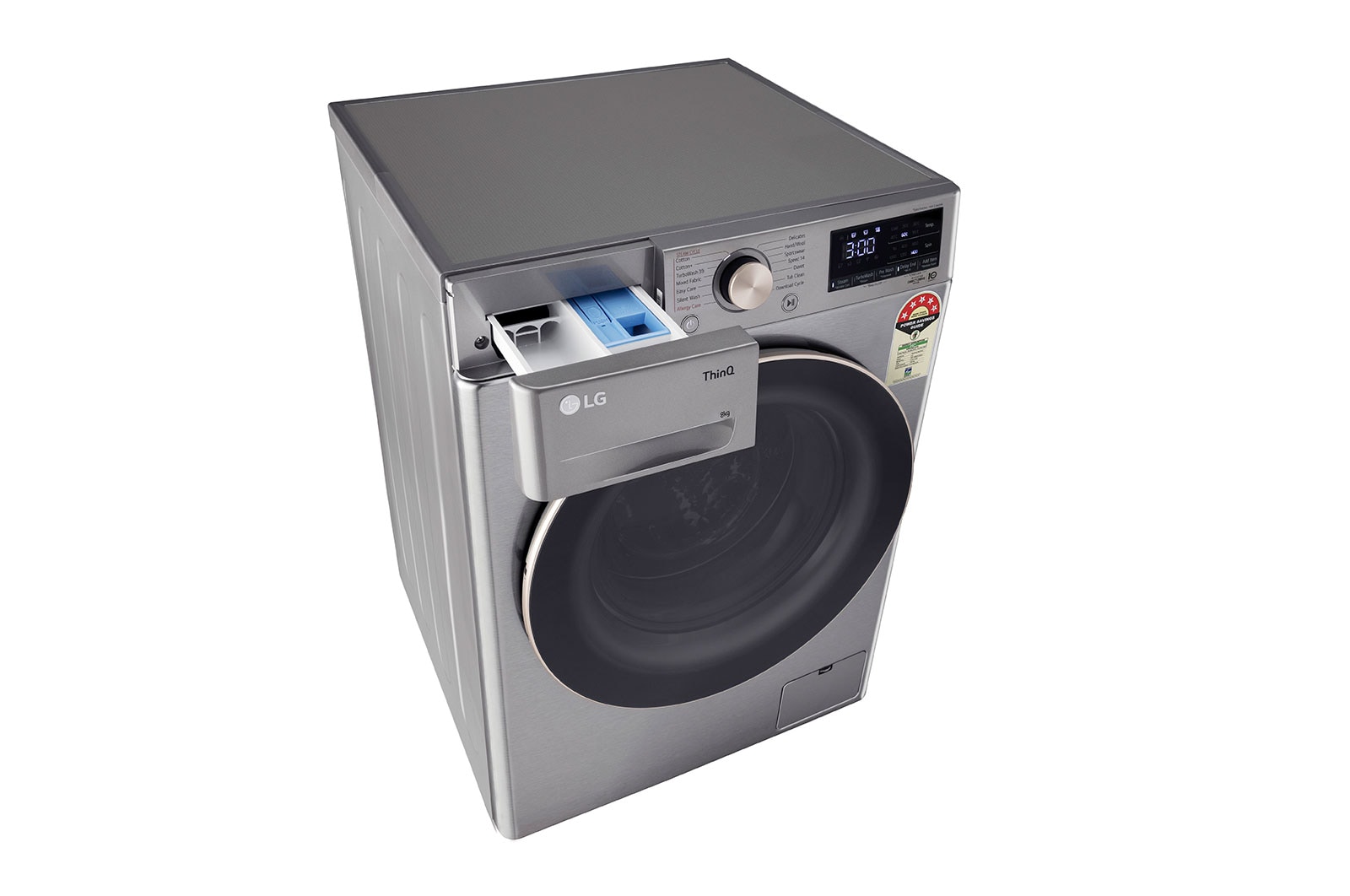 LG 8Kg Front Load Washing Machine, AI Direct Drive™, Steam™, Platinum Silver, FHP1208Z5P