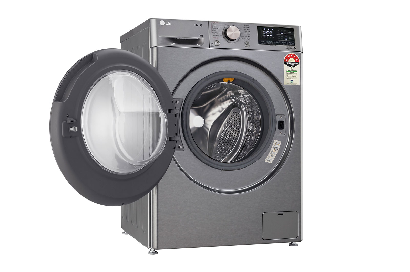 LG 8Kg Front Load Washing Machine, AI Direct Drive™, Steam™, Platinum Silver, FHP1208Z5P