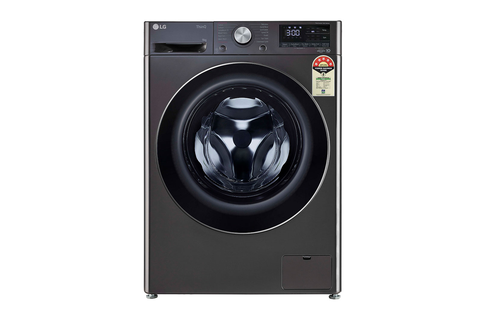 LG FHP1209Z9B front loading washing machine front view