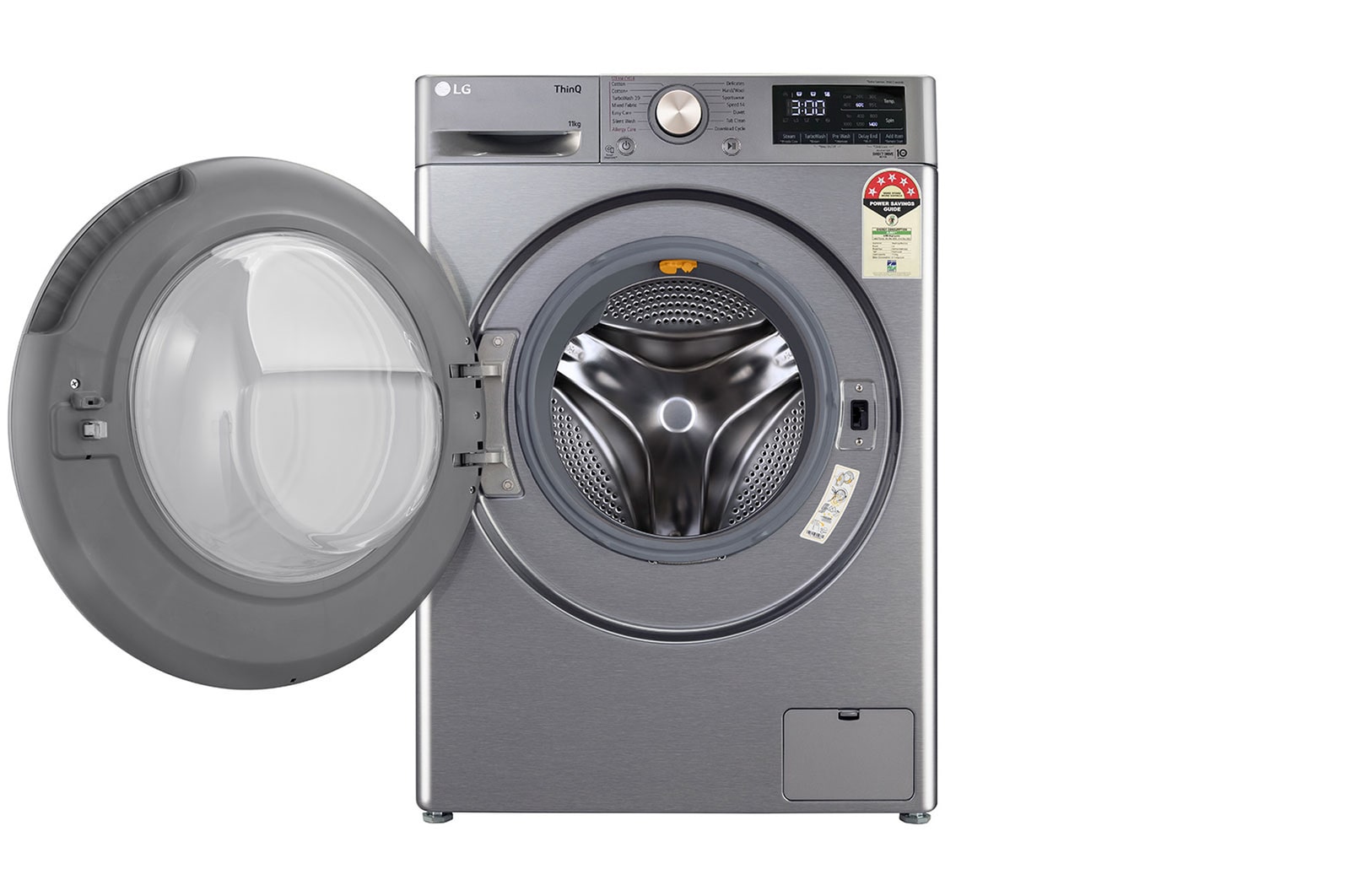 LG 11Kg Front Load Washing Machine, AI Direct Drive™, Platinum Silver, FHP1411Z9P