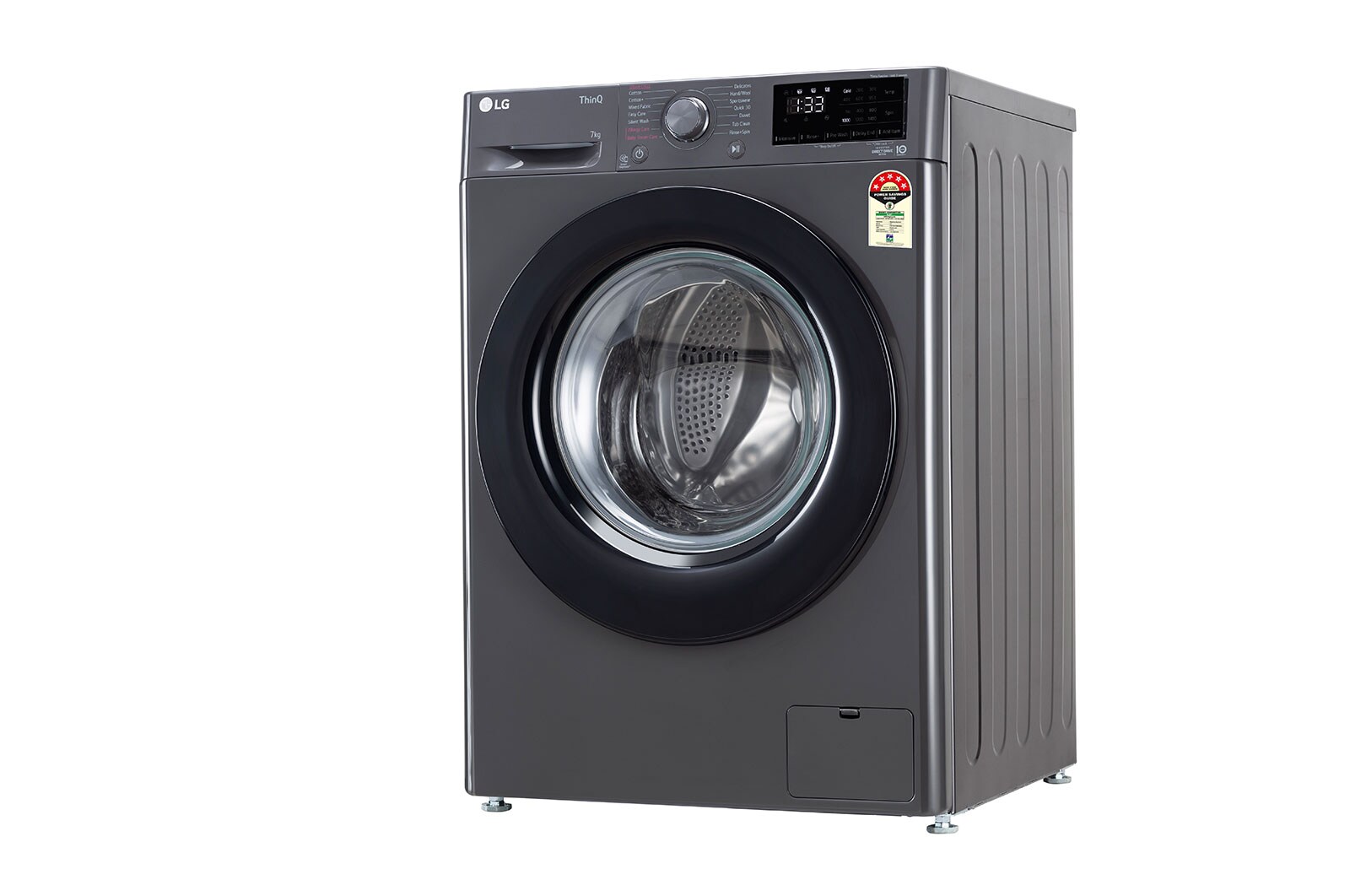 LG 7Kg Front Load Washing Machine, AI Direct Drive, Steam™, Middle Black, FHV1207Z2M