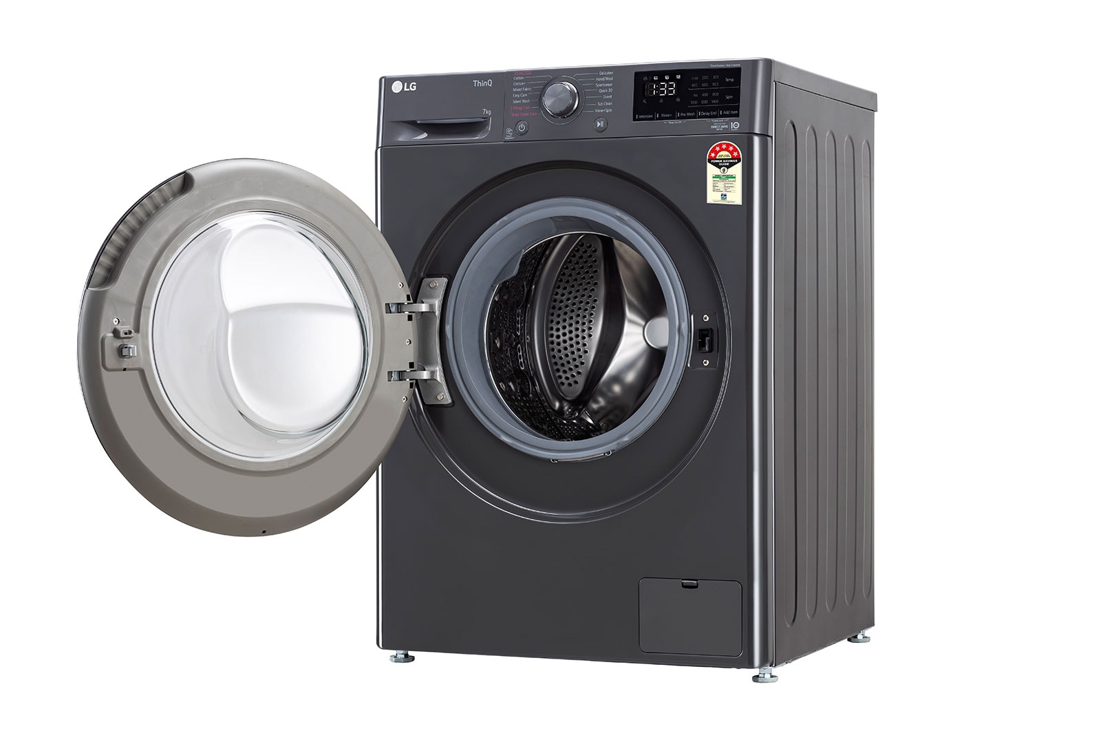 LG 7Kg Front Load Washing Machine, AI Direct Drive, Steam™, Middle Black, FHV1207Z2M