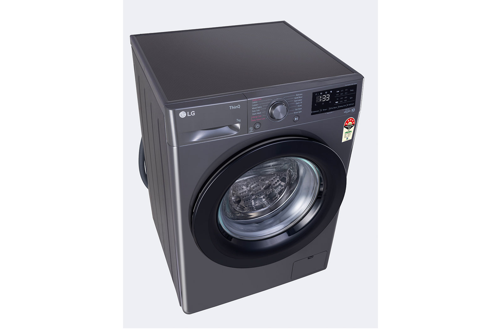 LG 7Kg Front Load Washing Machine, AI Direct Drive, Steam™, Middle Black, FHV1207Z2M