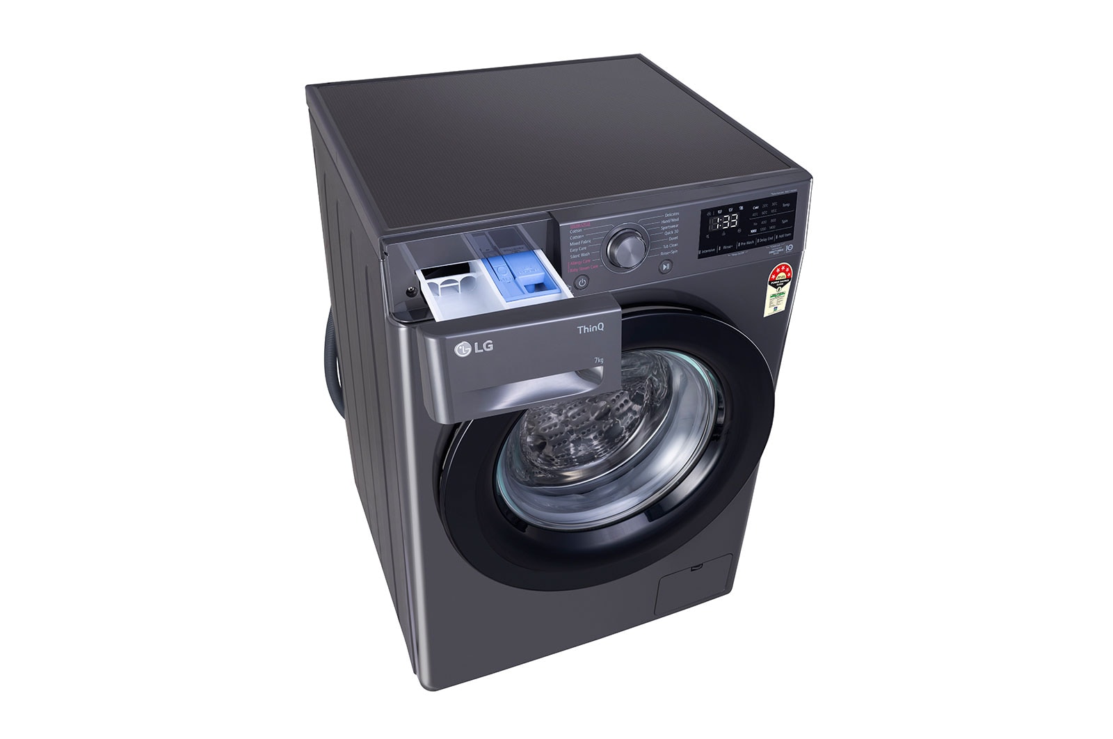 LG 7Kg Front Load Washing Machine, AI Direct Drive, Steam™, Middle Black, FHV1207Z2M