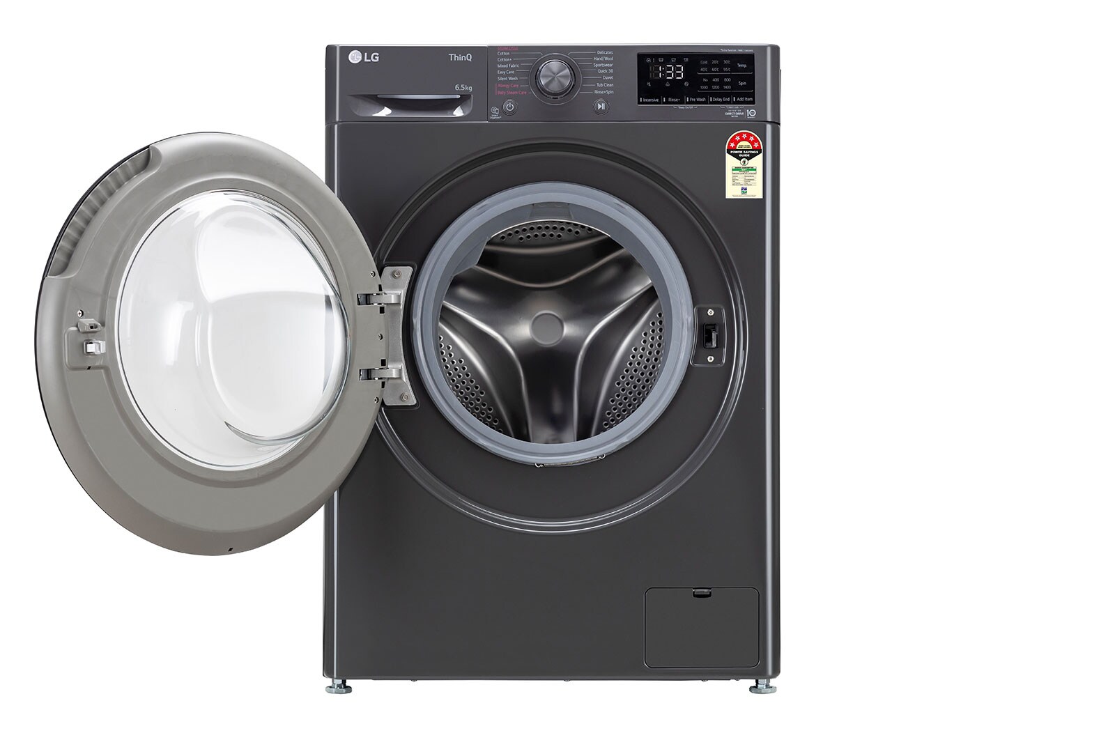 LG 6.5Kg Front Load Washing Machine, AI Direct Drive™, Middle Black, FHV1265Z2M