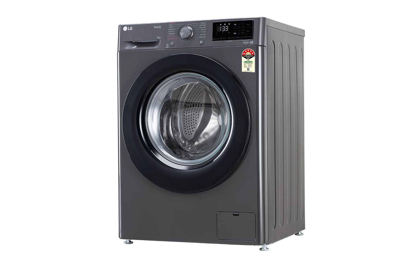 LG 8Kg Front Load Washing Machine, AI Direct Drive™ , Steam, Middle Black, FHV1408Z2M