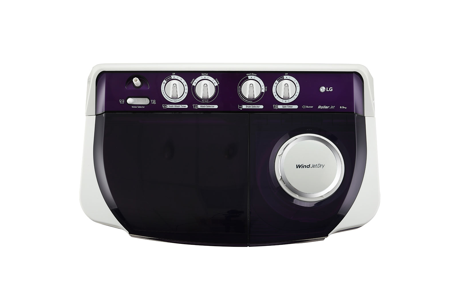 LG 8.5Kg Semi Automatic Top Load Washing Machine, Roller Jet Pulsator + Soak, Purple, P8535SPMZ