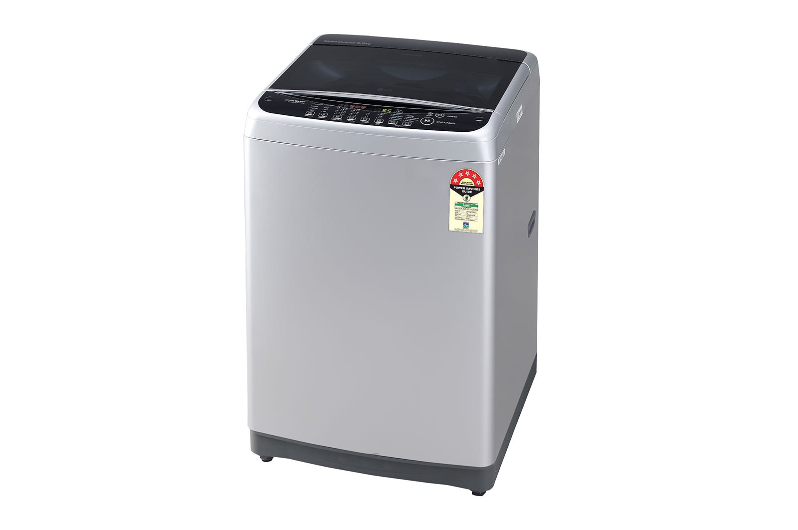 LG 8Kg Top Load Washing Machine, Smart Inverter Motor, Middle Free Silver, T80SJSF1Z