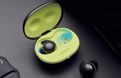 A image of LG TONE Free with UV Nano on.	