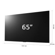 Vista laterale leggermente inclinata verso destra del TV LG OLED evo, OLED G4 sulla parete