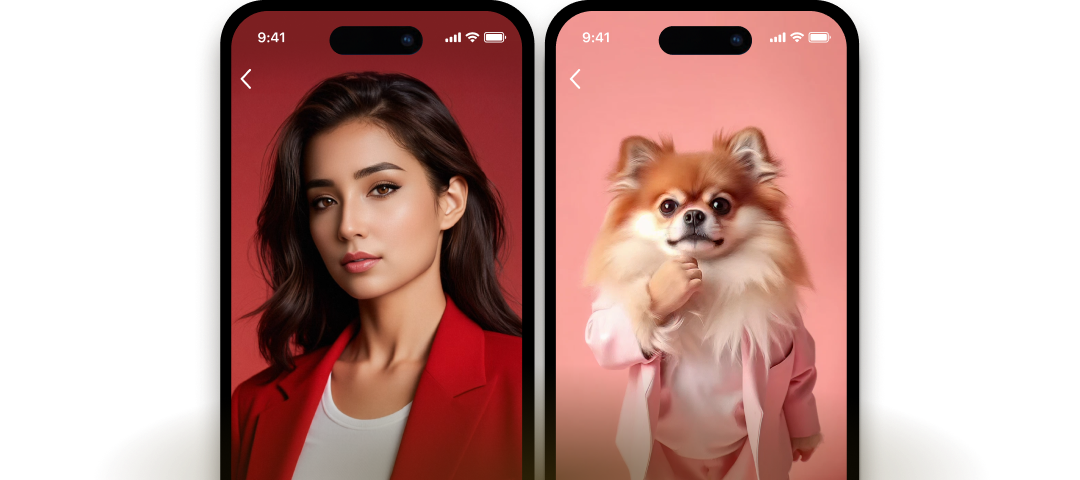 Banner con una donna e un cane trasformati dal filtro TikTok.