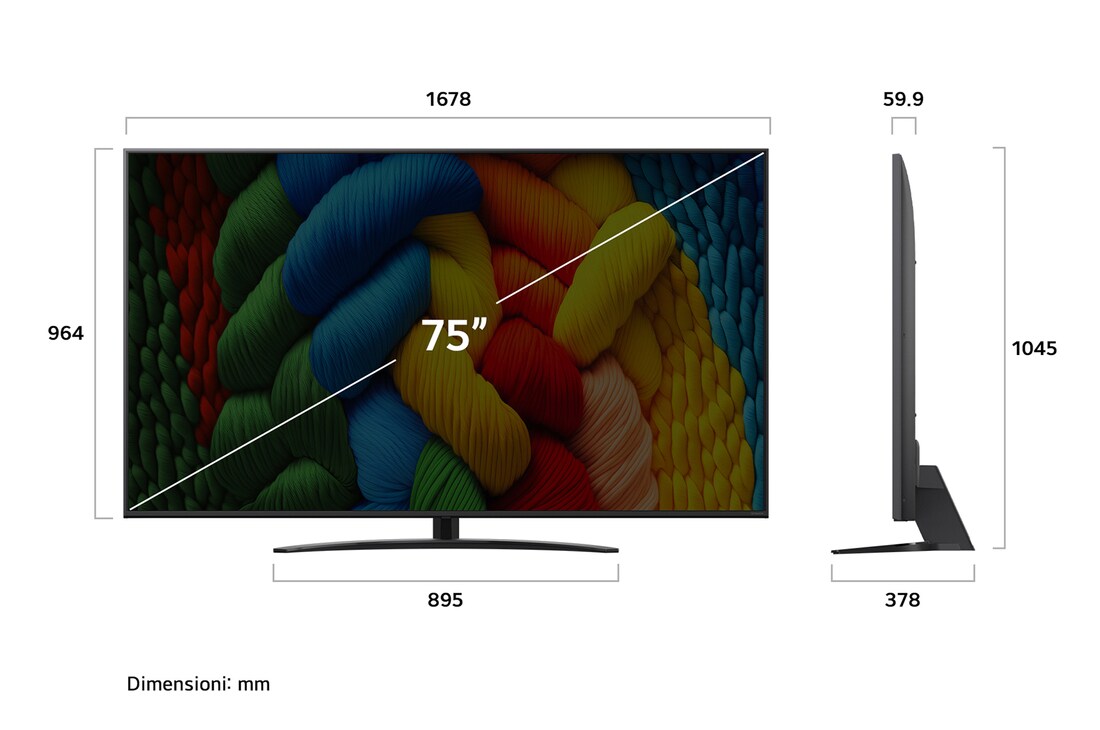 Dimensioni TV Nanocell 75NANO81A6A