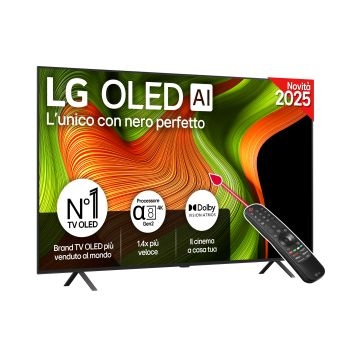 Vista frontale di una TV 65 pollici LG OLED AI B5 4K Smart TV 2025 OLED65B56LA