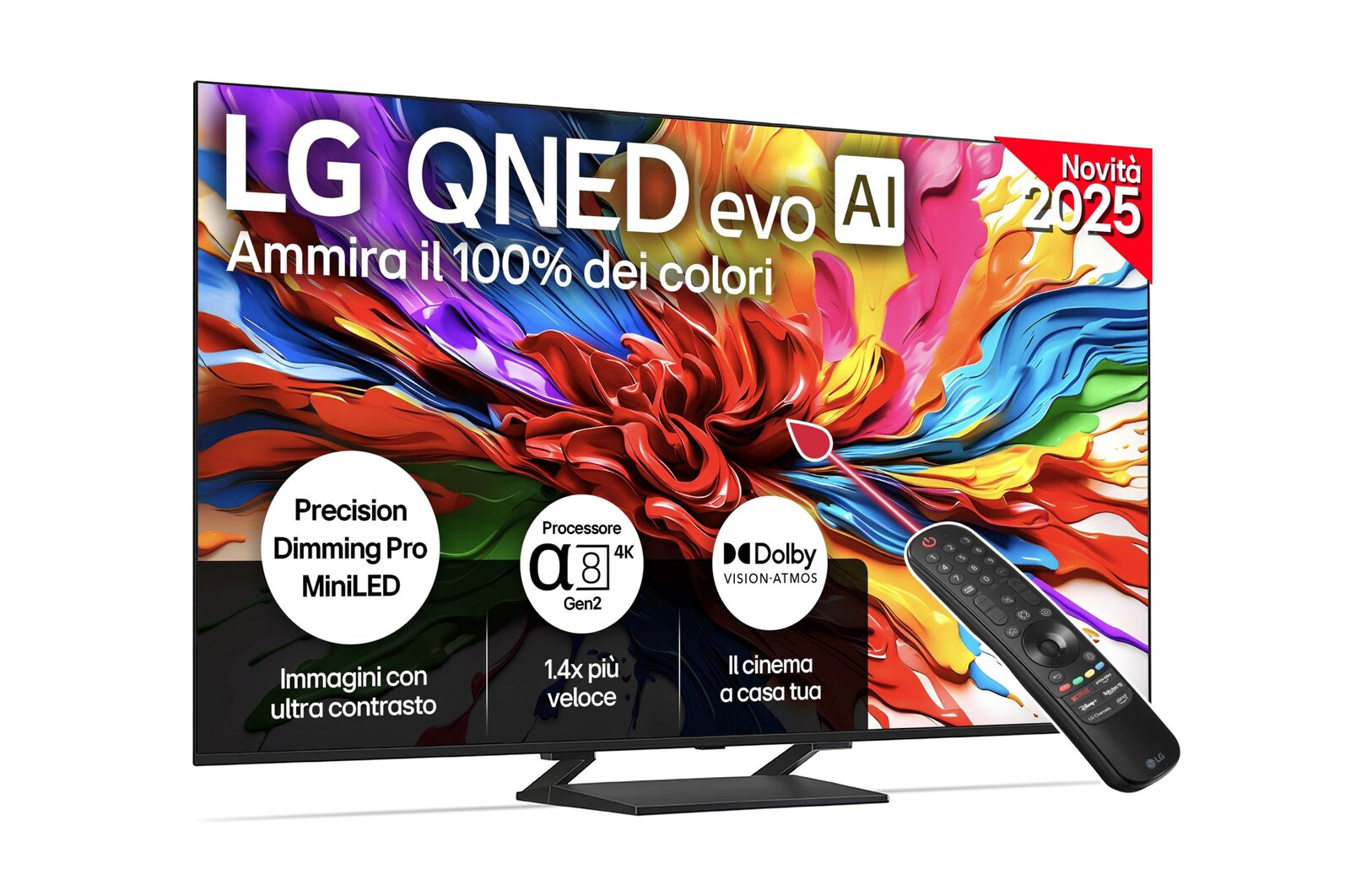 Foto frontale del TV LG QNED evo AI QNED93 85 