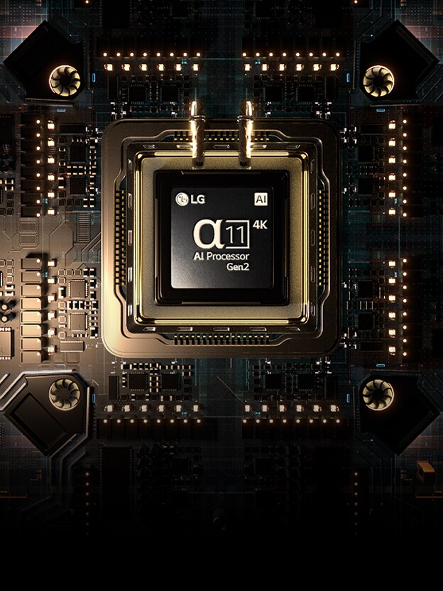 Il processore alpha 11 AI Processor Gen2 è mostrato su una scheda elettronica dall’aspetto avanzato.